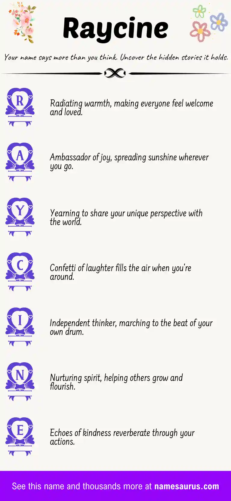 Acrostic poem about Raycine.