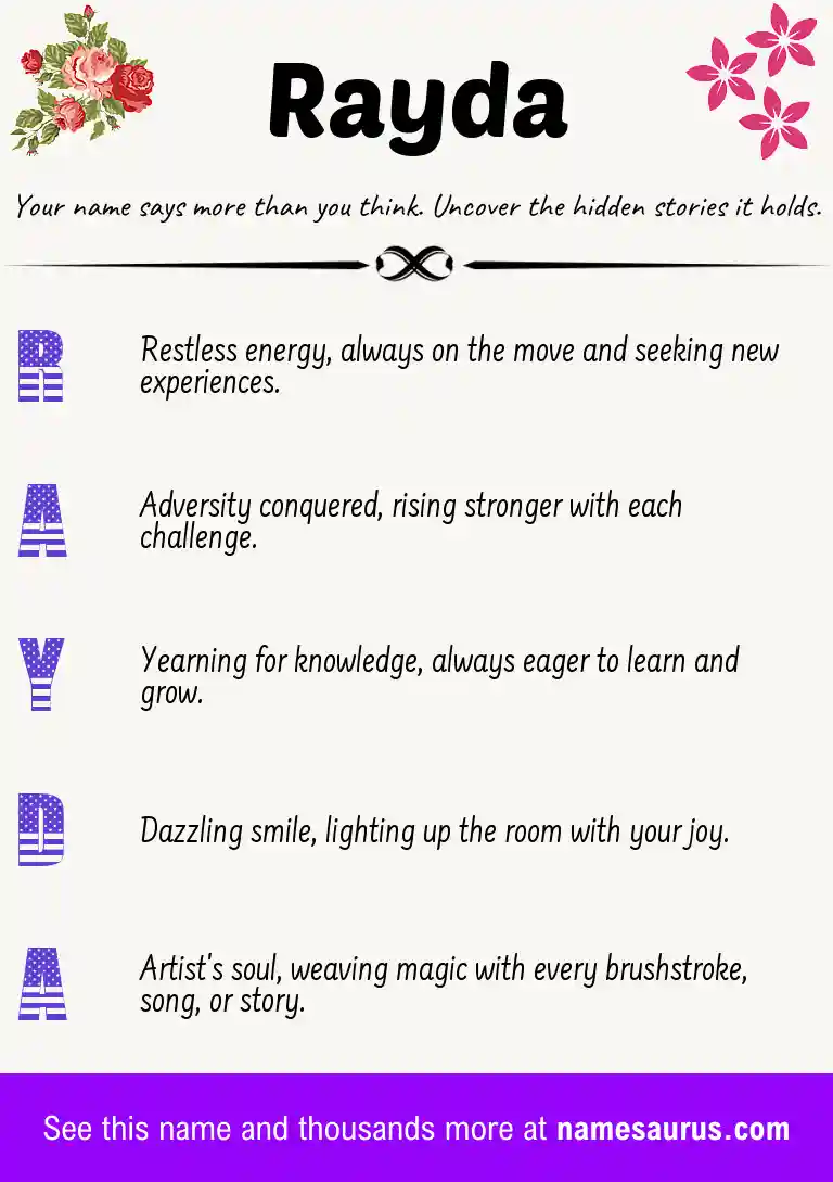 Acrostic poem about Rayda.