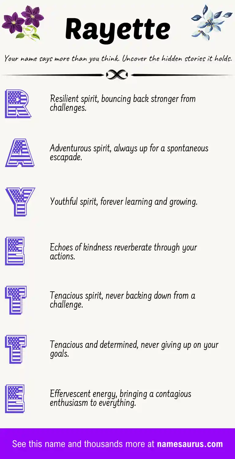 Acrostic poem about Rayette.