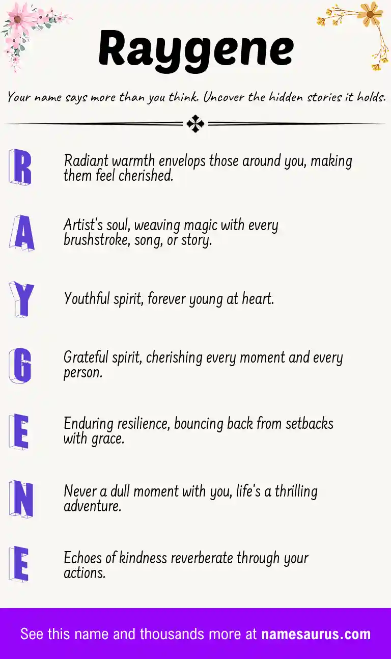 Acrostic poem about Raygene.