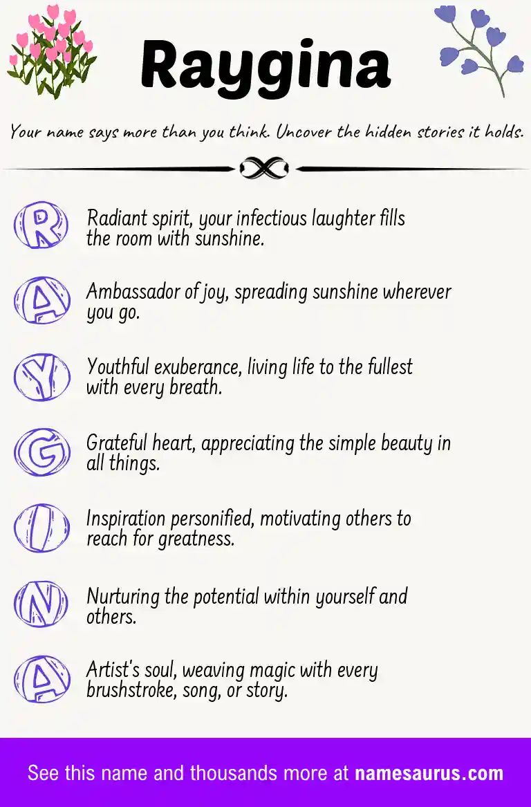 Acrostic poem about Raygina.