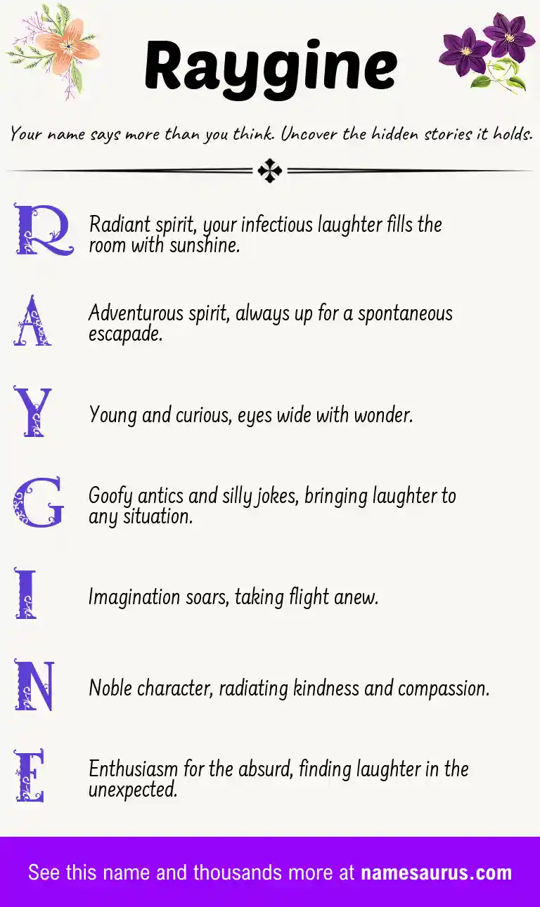 Acrostic poem about Raygine.