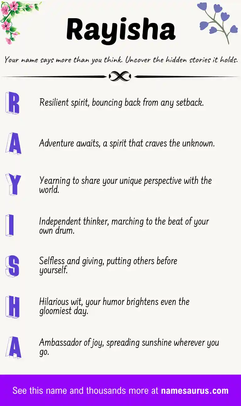 Acrostic poem about Rayisha.