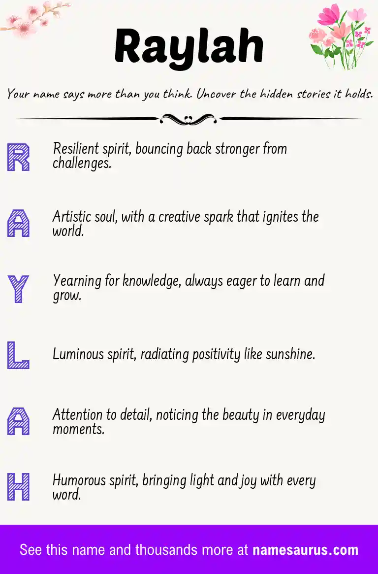 Acrostic poem about Raylah.