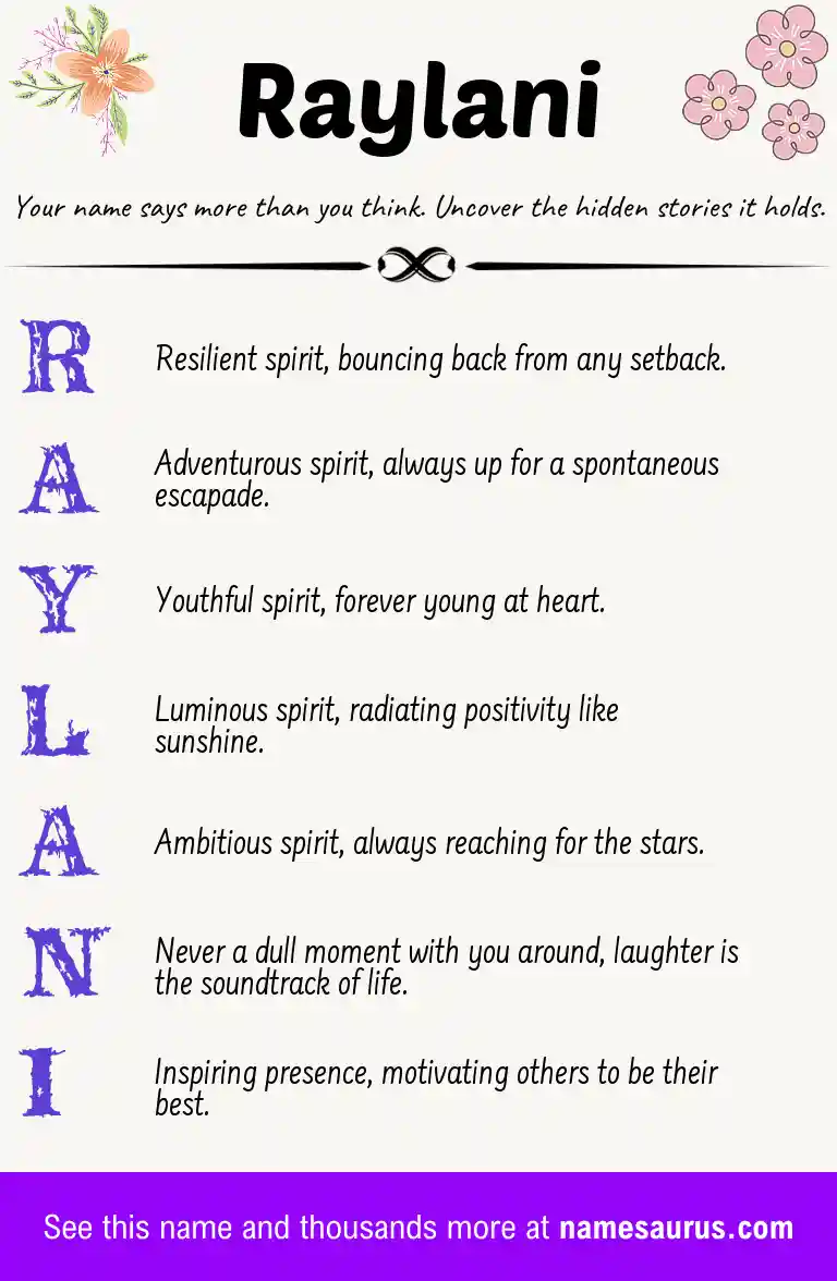 Acrostic poem about Raylani.