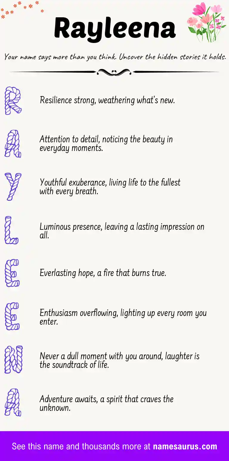 Acrostic poem about Rayleena.