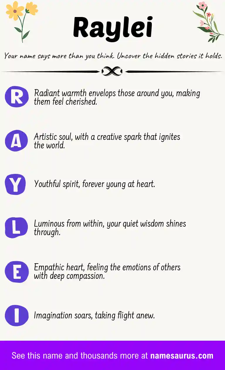 Acrostic poem about Raylei.