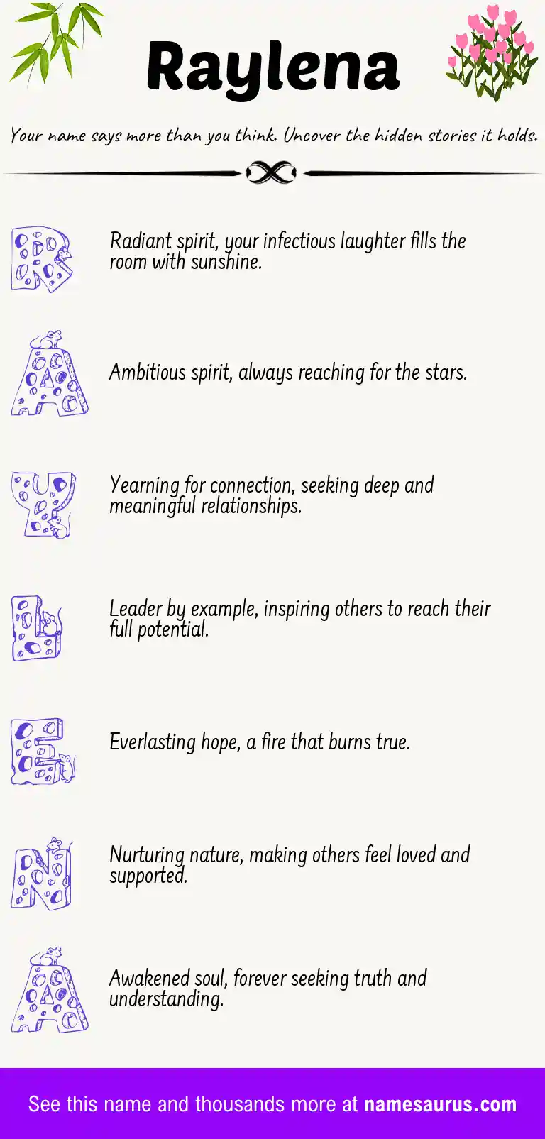 Acrostic poem about Raylena.