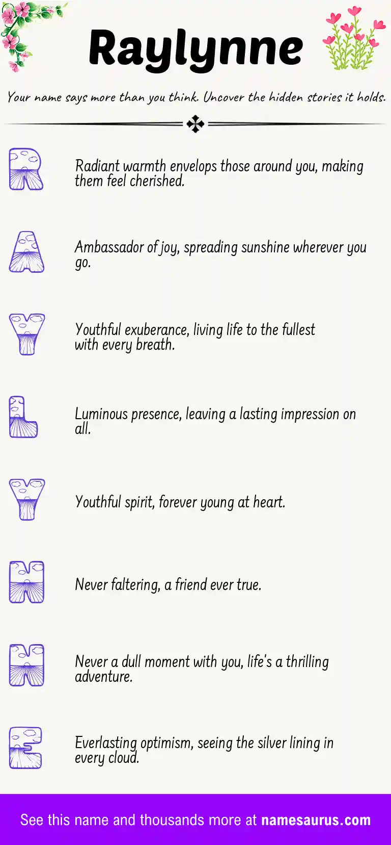 Acrostic poem about Raylynne.