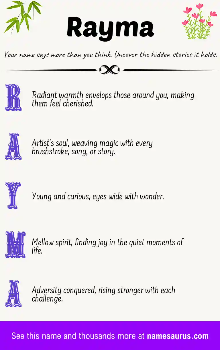 Acrostic poem about Rayma.