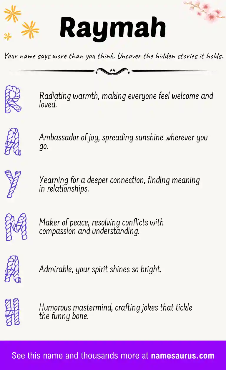 Acrostic poem about Raymah.