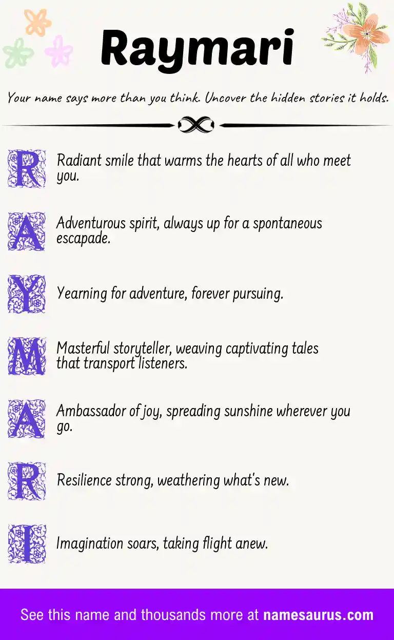 Acrostic poem about Raymari.