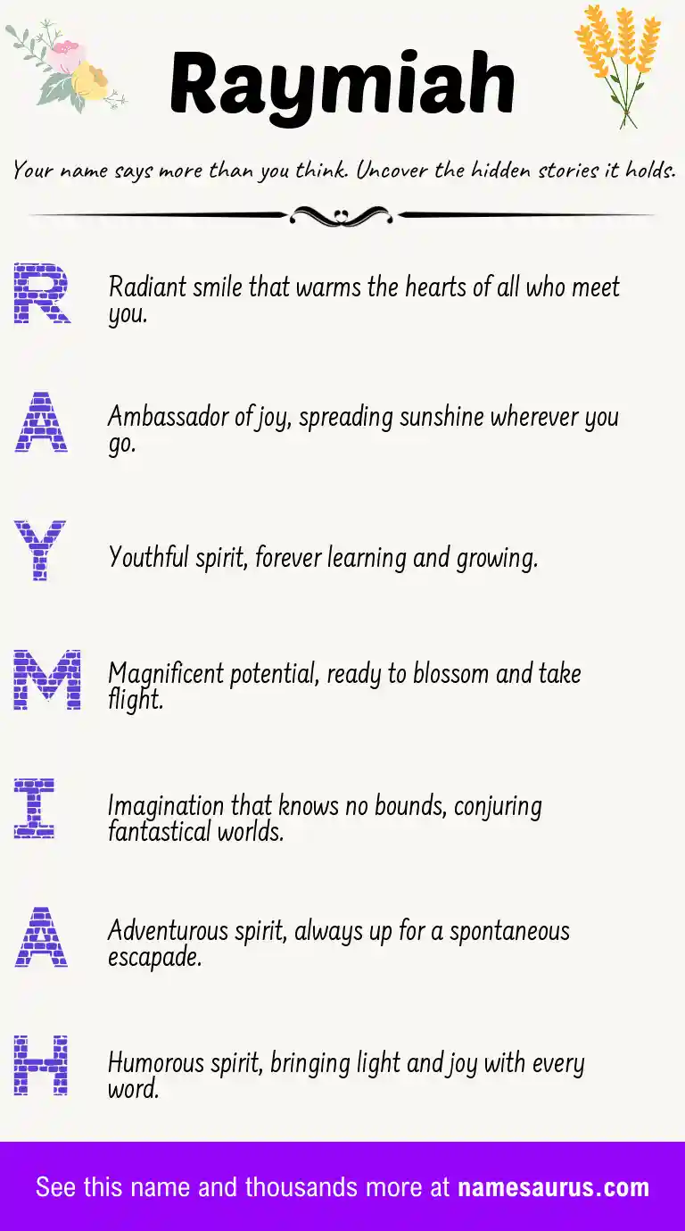 Acrostic poem about Raymiah.