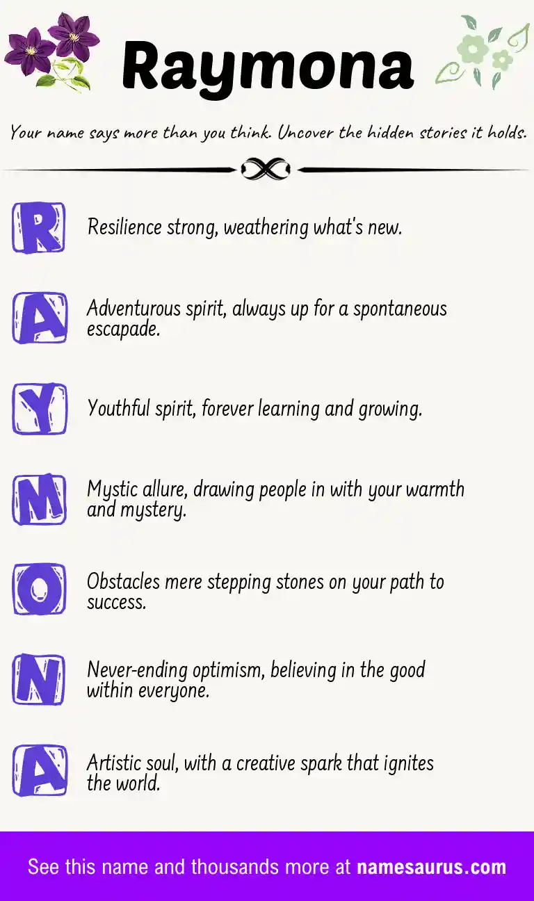 Acrostic poem about Raymona.