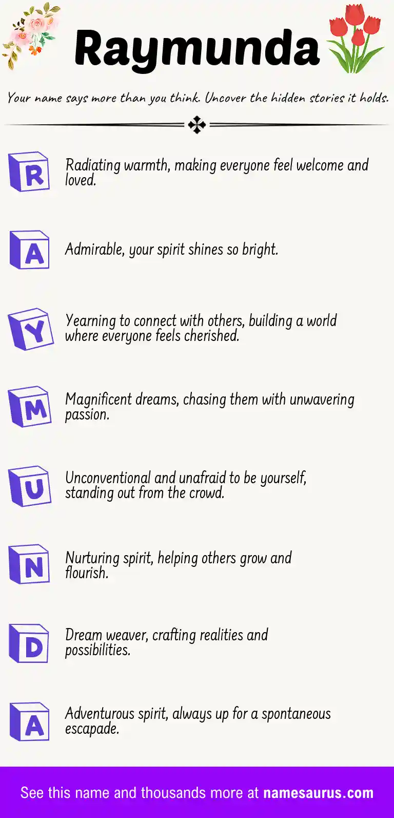 Acrostic poem about Raymunda.