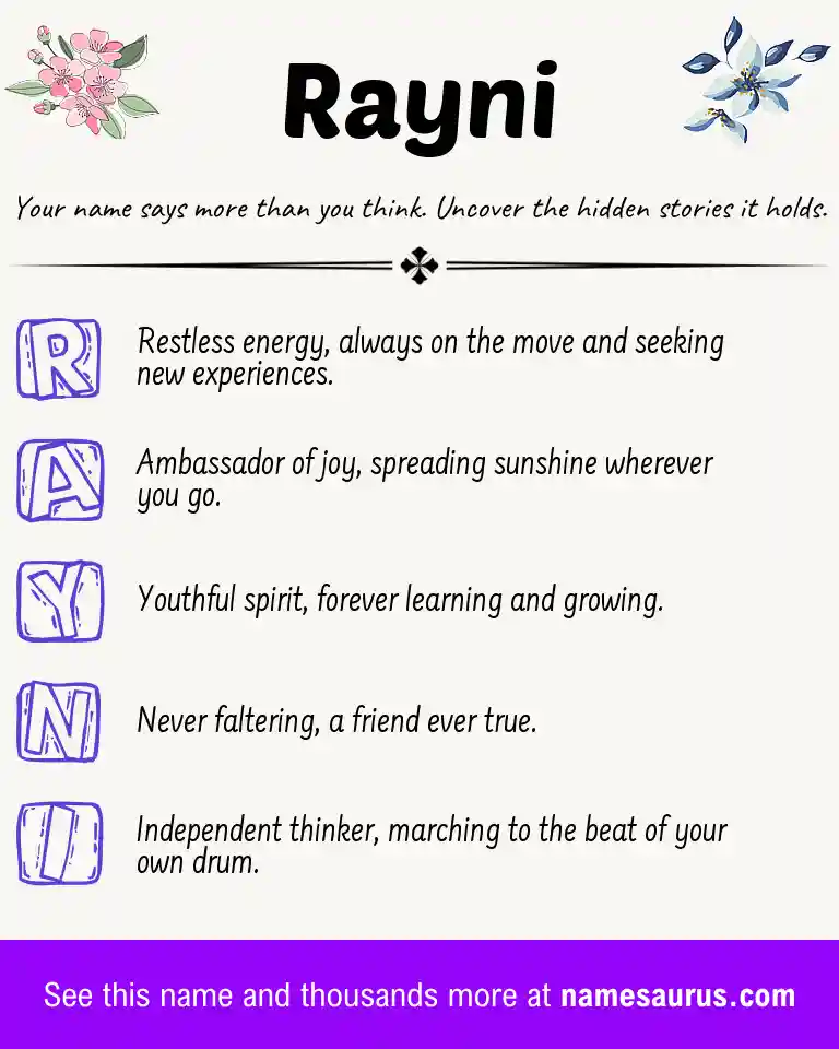 Acrostic poem about Rayni.