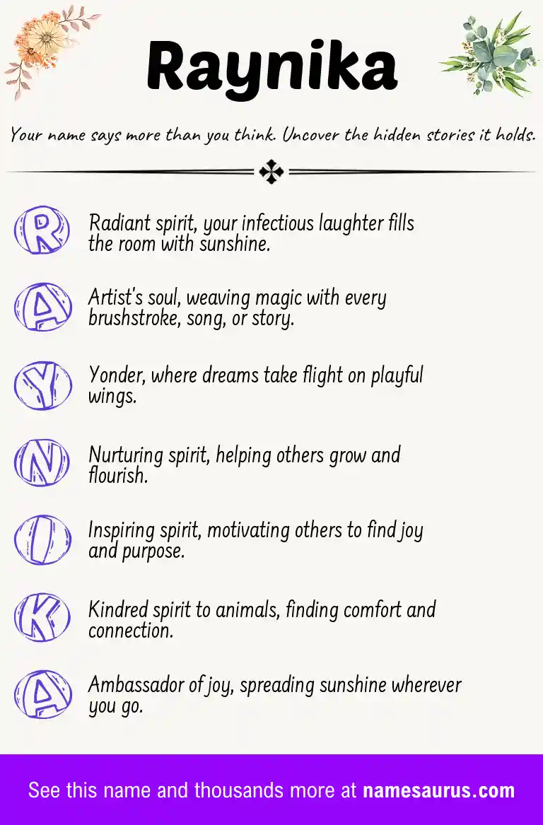 Acrostic poem about Raynika.