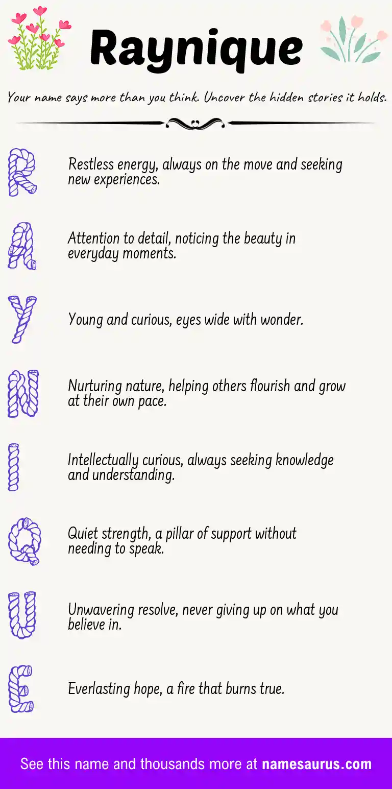 Acrostic poem about Raynique.