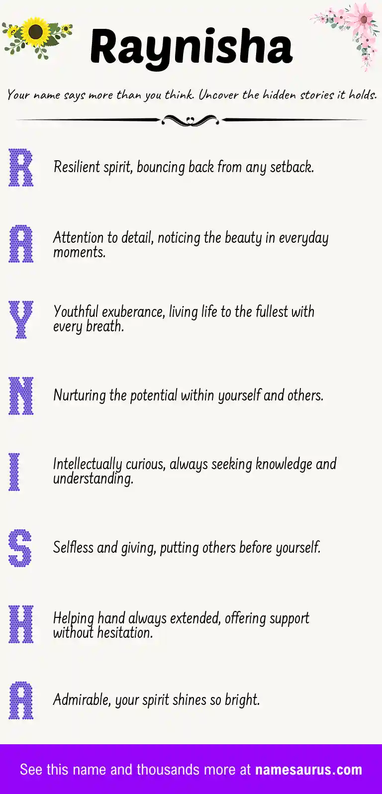 Acrostic poem about Raynisha.