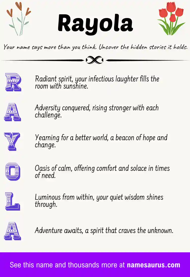 Acrostic poem about Rayola.