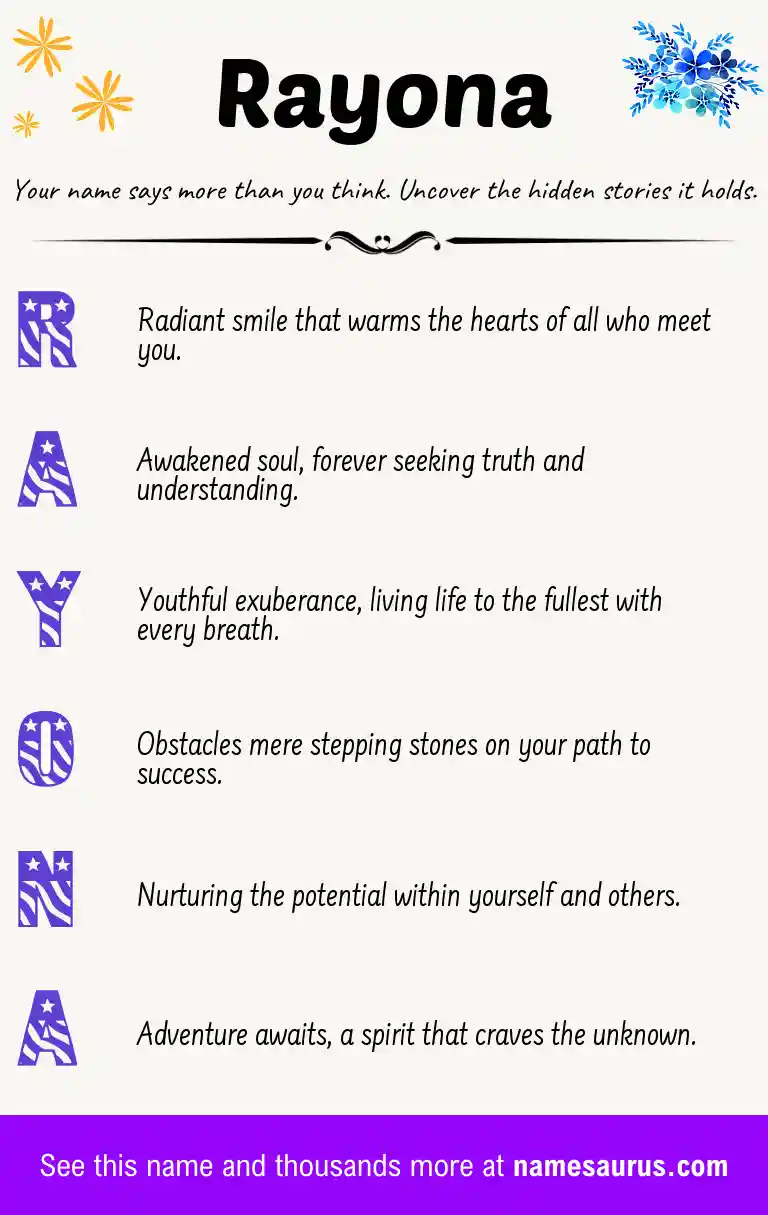 Acrostic poem about Rayona.