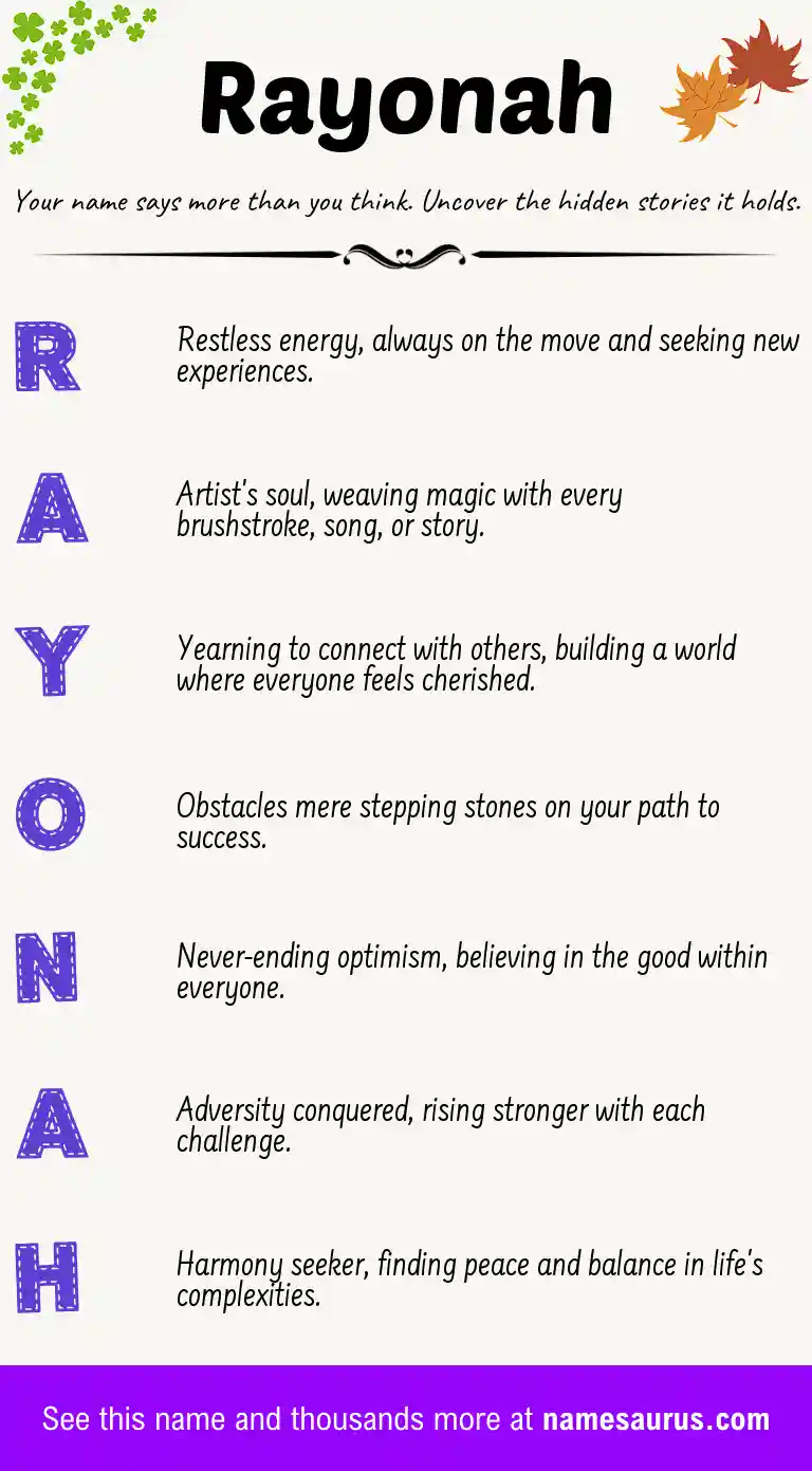 Acrostic poem about Rayonah.