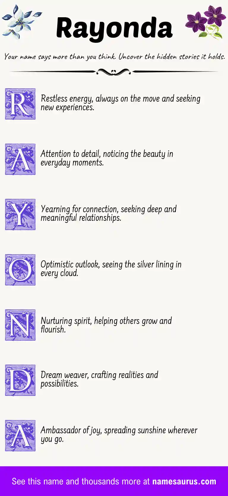 Acrostic poem about Rayonda.