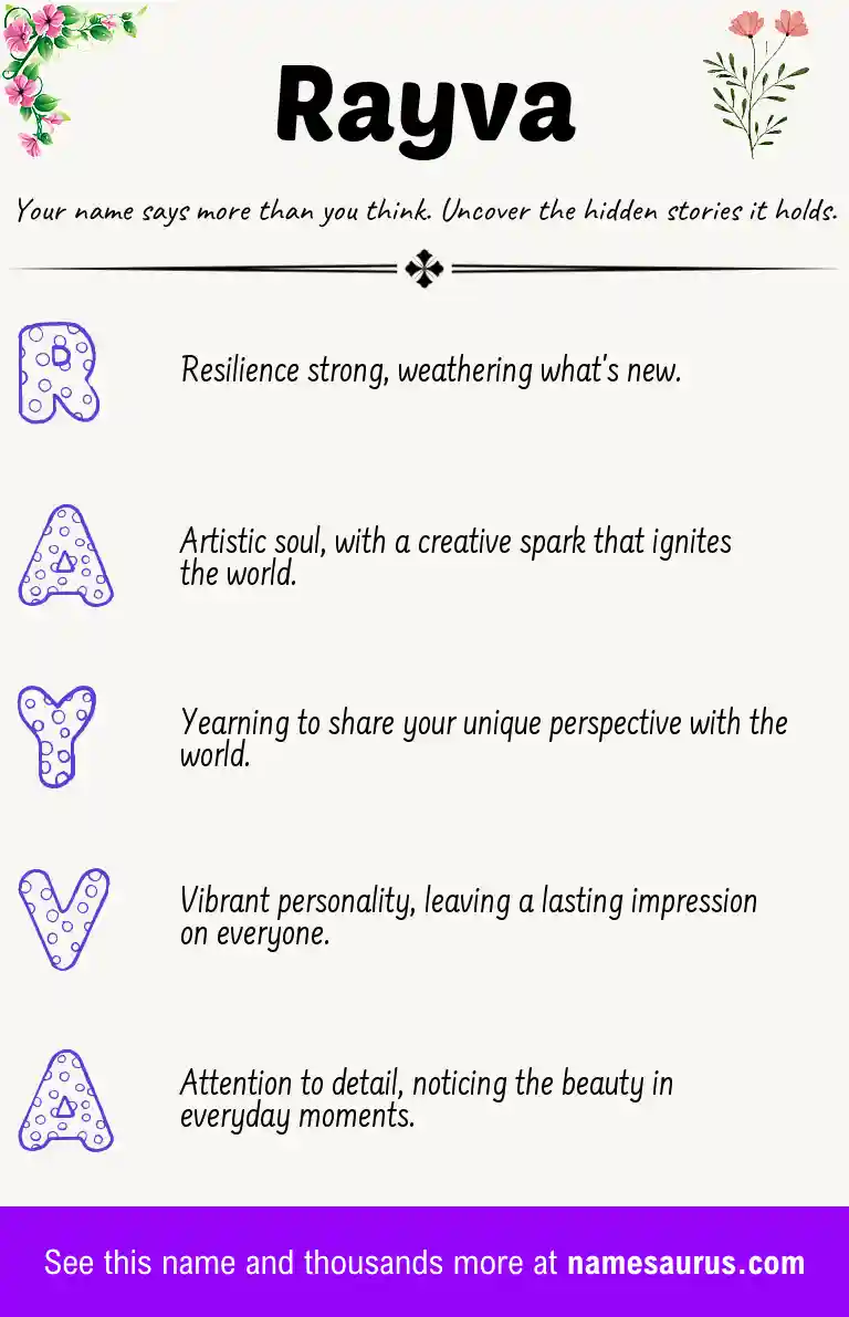 Acrostic poem about Rayva.