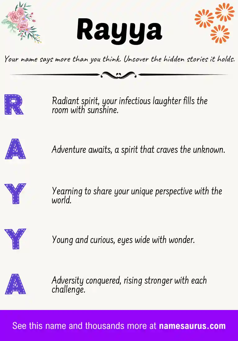 Acrostic poem about Rayya.