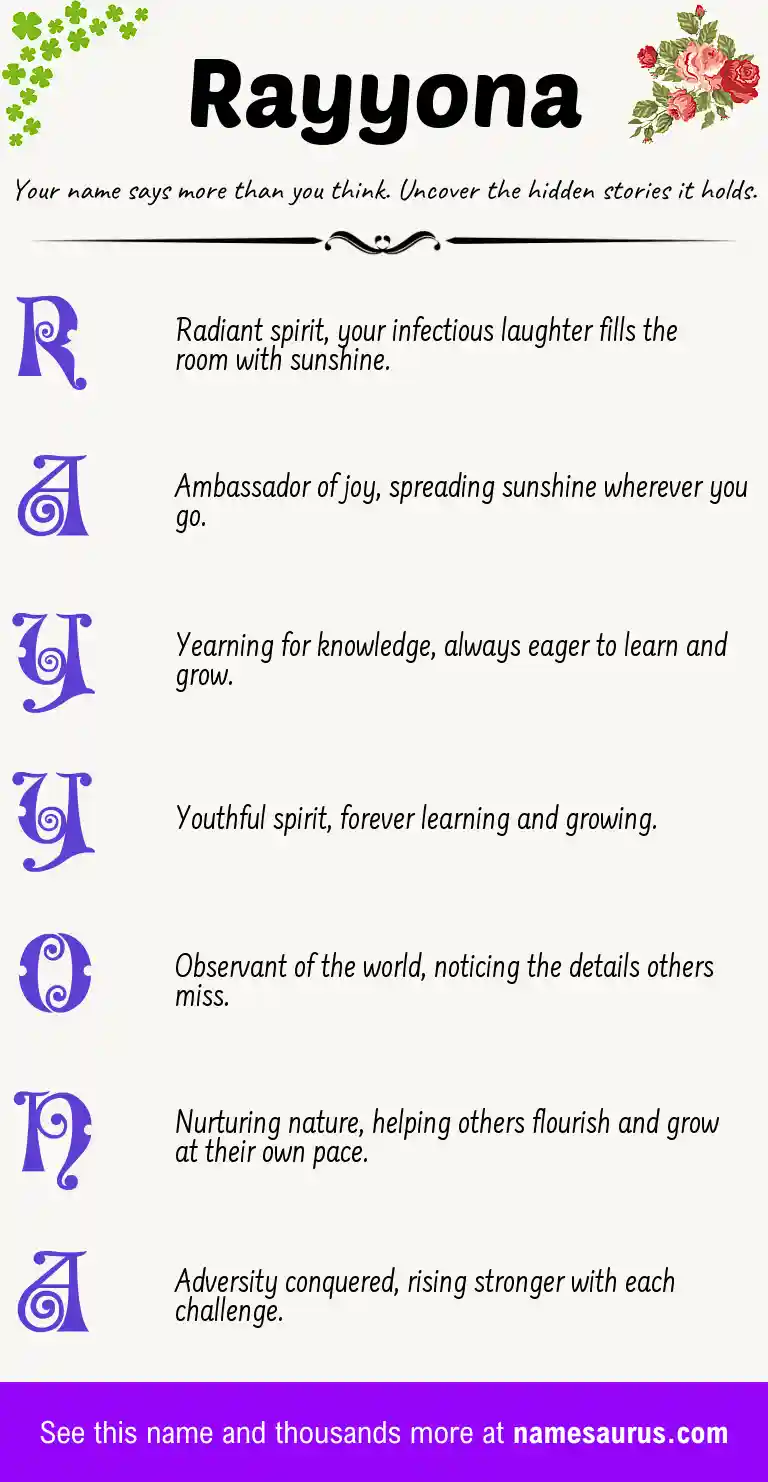 Acrostic poem about Rayyona.