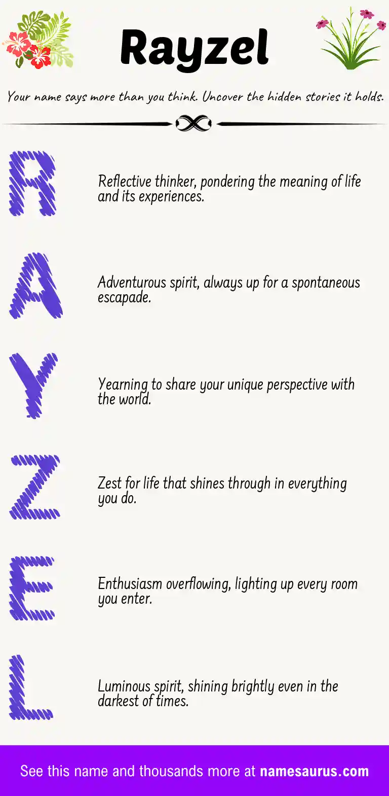 Acrostic poem about Rayzel.
