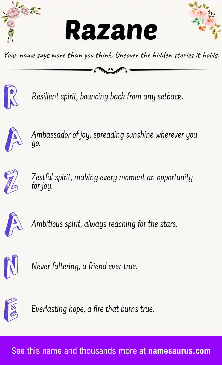 Acrostic poem about Razane.