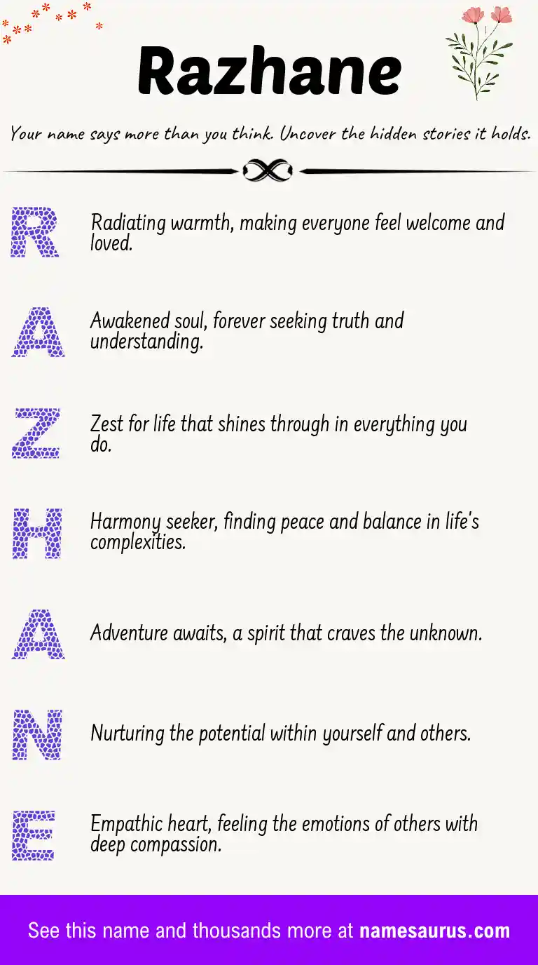 Acrostic poem about Razhane.