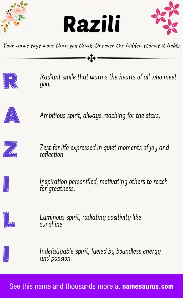 Acrostic poem about Razili.