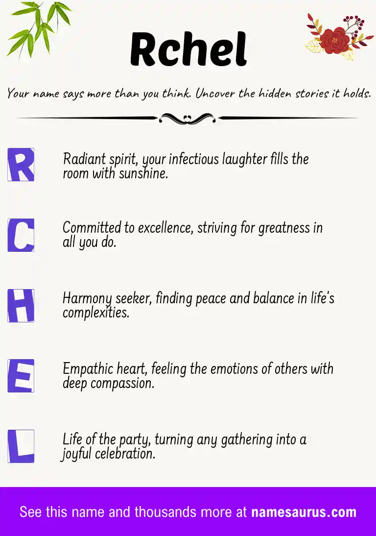 Acrostic poem about Rchel.