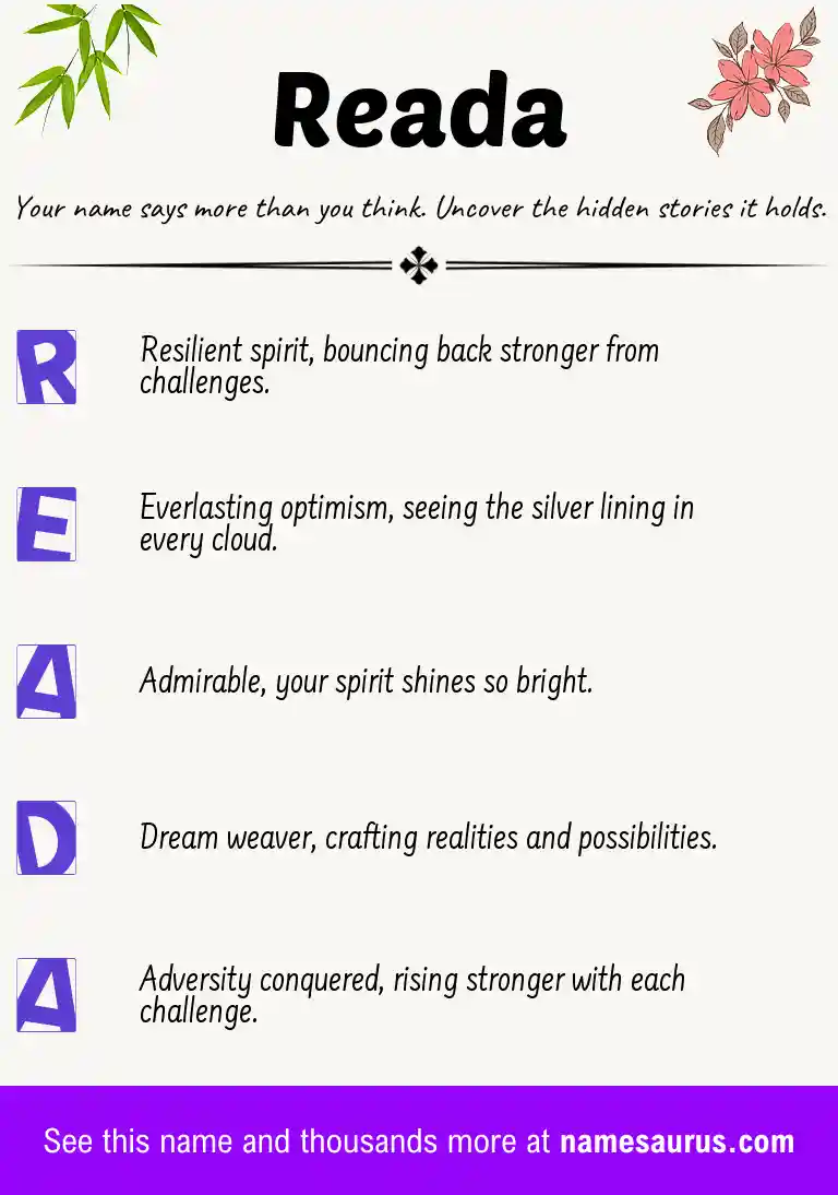 Acrostic poem about Reada.