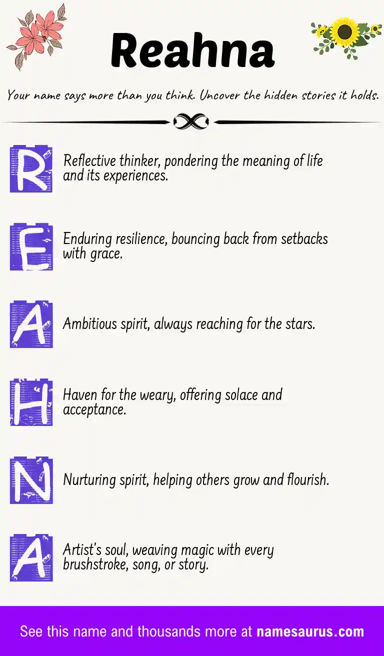 Acrostic poem about Reahna.