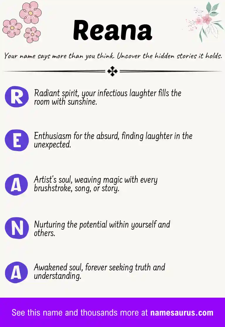 Acrostic poem about Reana.