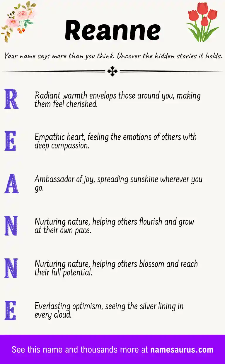 Acrostic poem about Reanne.