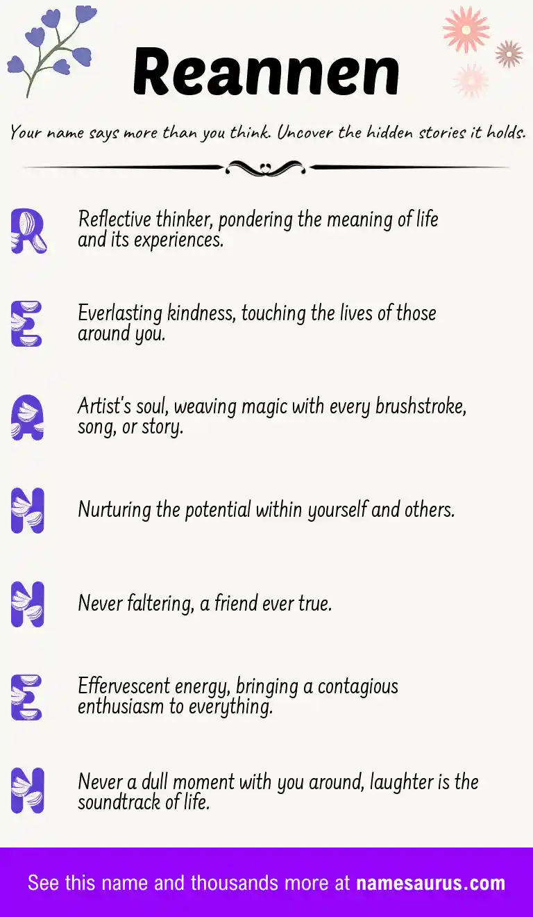 Acrostic poem about Reannen.