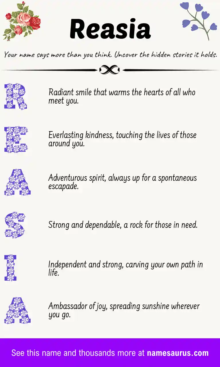 Acrostic poem about Reasia.
