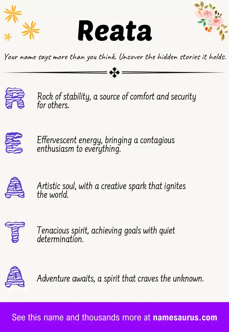 Acrostic poem about Reata.