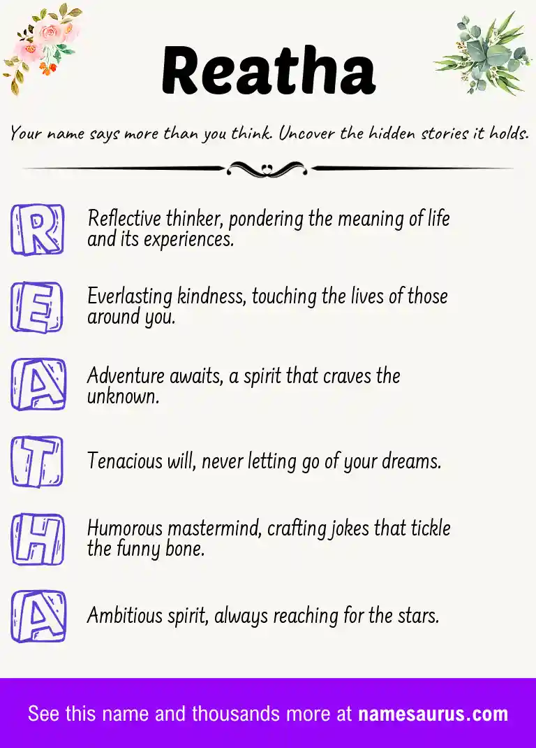 Acrostic poem about Reatha.