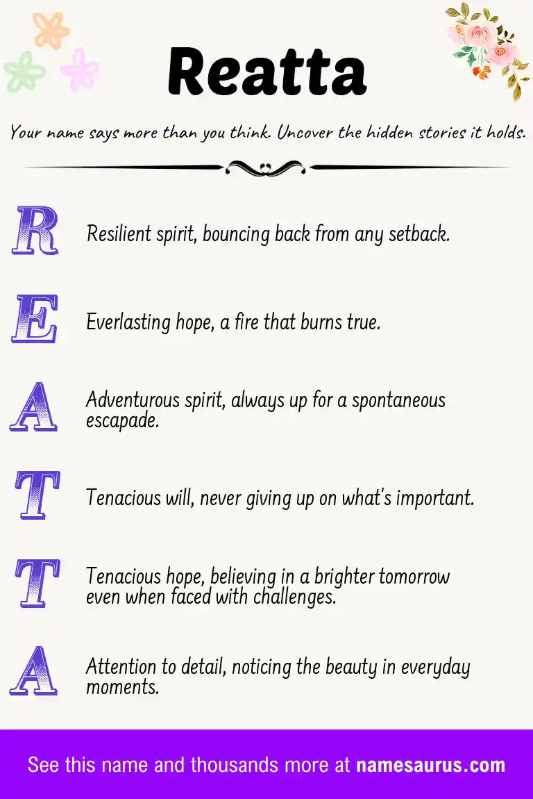Acrostic poem about Reatta.