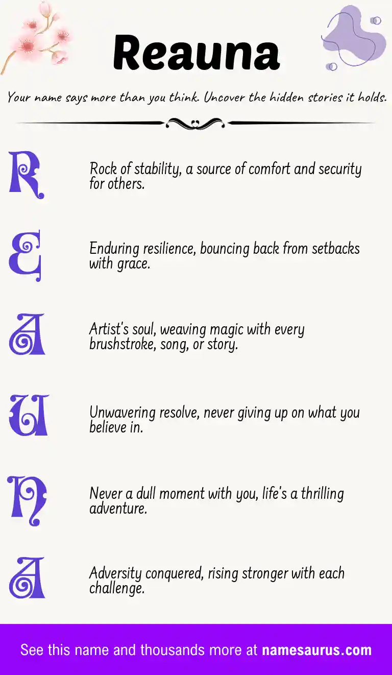 Acrostic poem about Reauna.