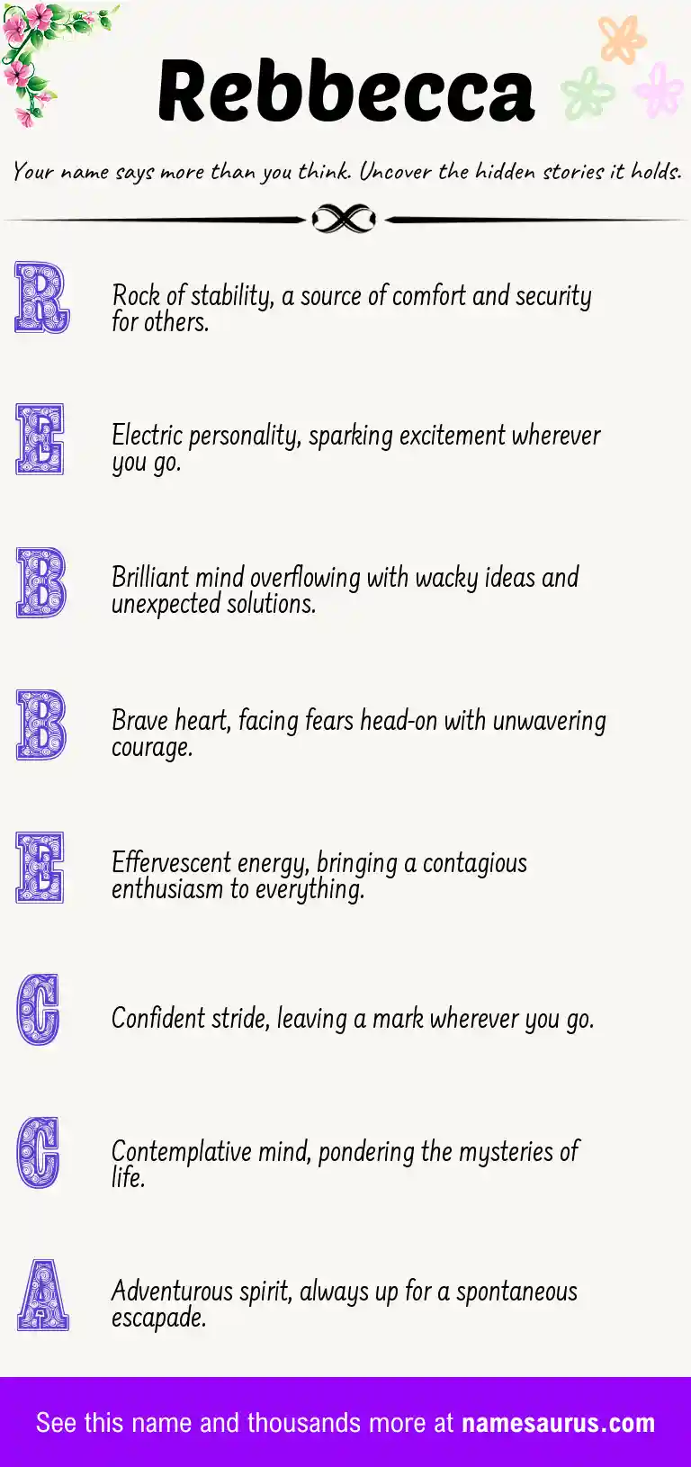 Acrostic poem about Rebbecca.