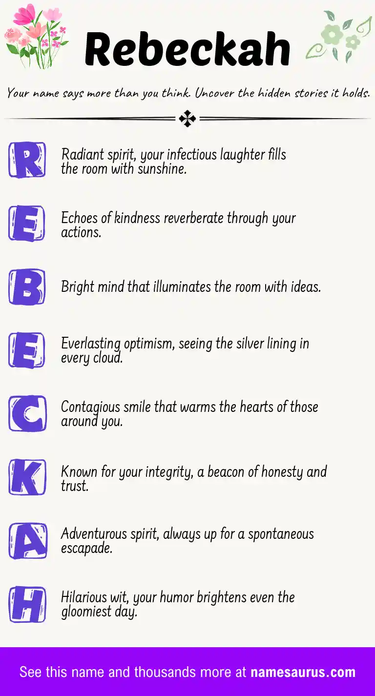 Acrostic poem about Rebeckah.