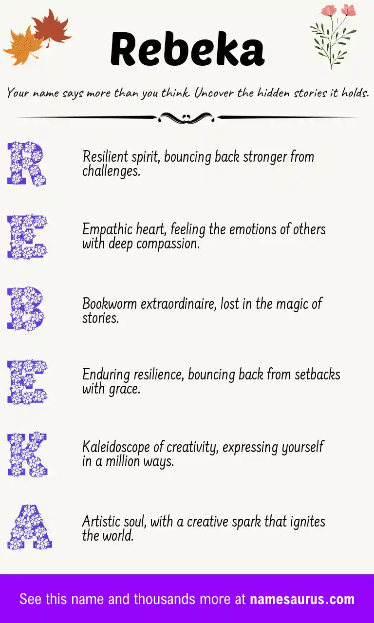 Acrostic poem about Rebeka.