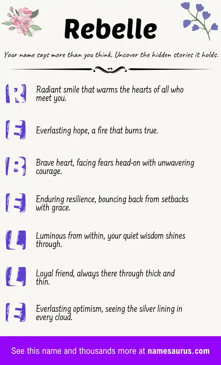 Acrostic poem about Rebelle.