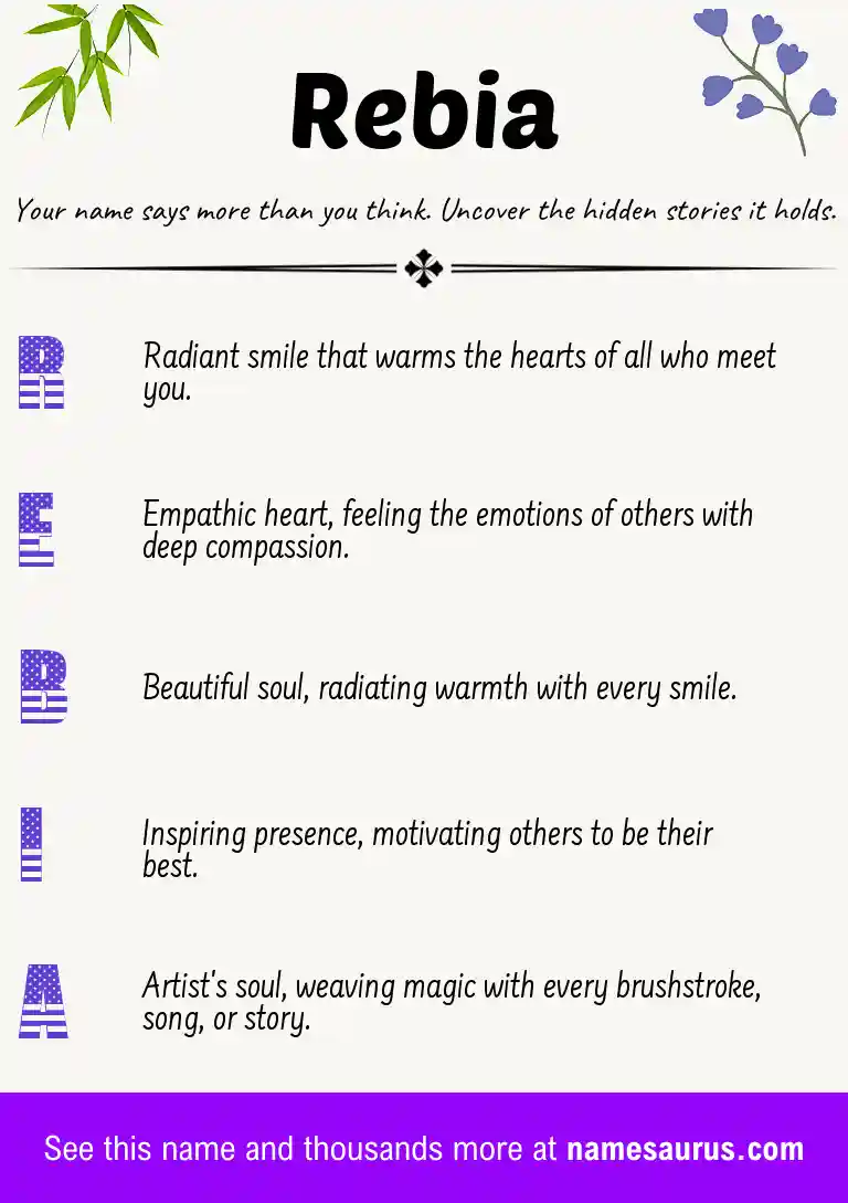 Acrostic poem about Rebia.